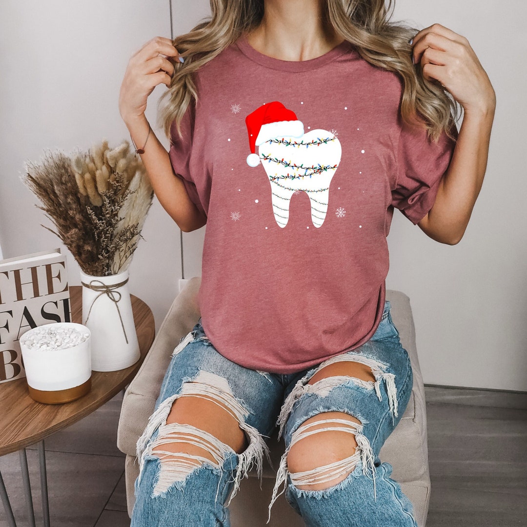 Funny Christmas Teeth Tshirt Dentist Shirt Christmas Gift Etsy