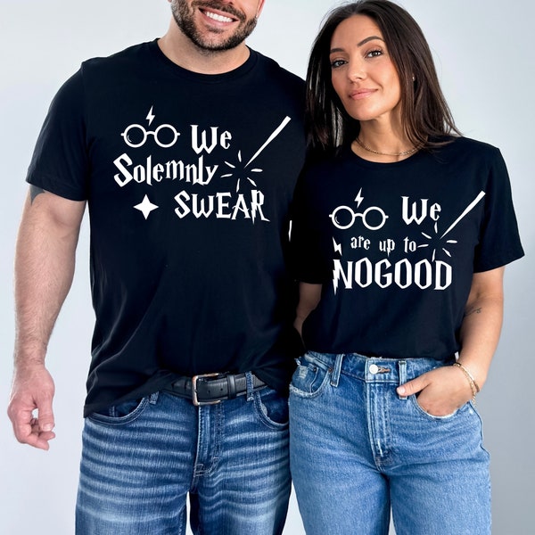 Custom Couples T-shirt, We Solemnly Swear That We Are Up To No Good Shirt, Personalized Wizard Shirt, Matching Shirt, Wizard Tee, Gift