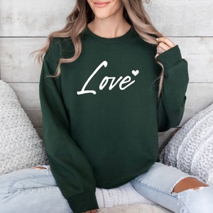 Love Sweatshirt, Heart Hoodie, Valentines Day Sweatshirt, Women&#39;s Sweatshirt, Couple Sweatshirt, Gift For Her, Love Hoodie