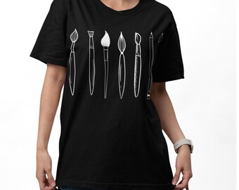 Art T-shirt, Artist Gift, Aesthetic Tee, Painting Brushes Shirt