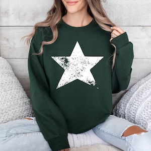 Distressed Star Sweatshirt, White Star Hoodie, Star Sweatshirt, Star Tee Shirt, Big Star Hoodie, Chaos Star Shirt Women, Men&#39;s Star Hoodie