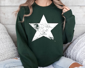 Distressed Star Sweatshirt, White Star Hoodie, Star Sweatshirt, Star Tee Shirt, Big Star Hoodie, Chaos Star Shirt Women, Men's Star Hoodie