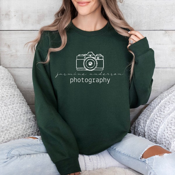 Custom Photographer Sweater, Personalized Photography Name Shirt, Photographer Gift, Photographer Logo Crewneck Sweatshirt, Studio Gifts