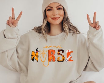 Halloween Nurse Sweatshirt, Spooky Nurse Sweatshirt, Nurse Halloween Gifts, Halloween Party Shirt, Nurse Halloween T-shirt, Cute Nurse Shirt