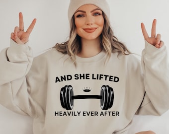 And She Lifted Heavily Ever After Sweatshirt, Cute Fitness Hoodie, Funny Workout Sweatshirt, Weightlifting Hoodie, Women Lifting Sweatshirt