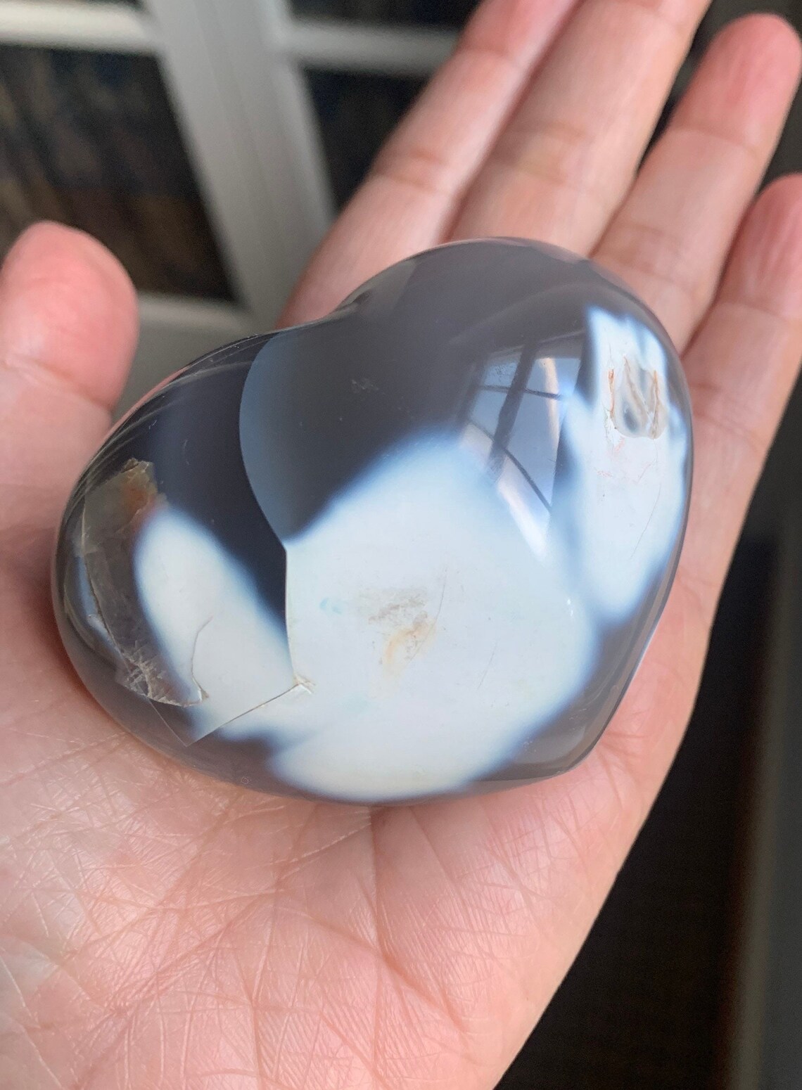 Puffy Translucent Orca Agate Heart Stone Blue Agate Heart - Etsy