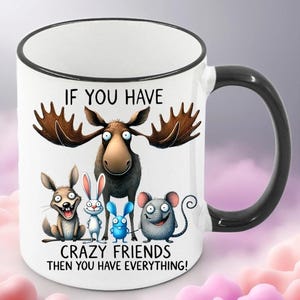 Freundschaftsbecher, 330 ml Keramiktasse mit lustigem Tiermotiv