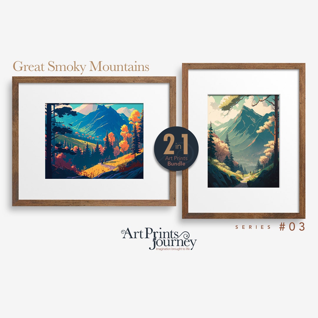 Great Smoky Mountains Art Travel Poster Adventure Wall Art Travel Wall