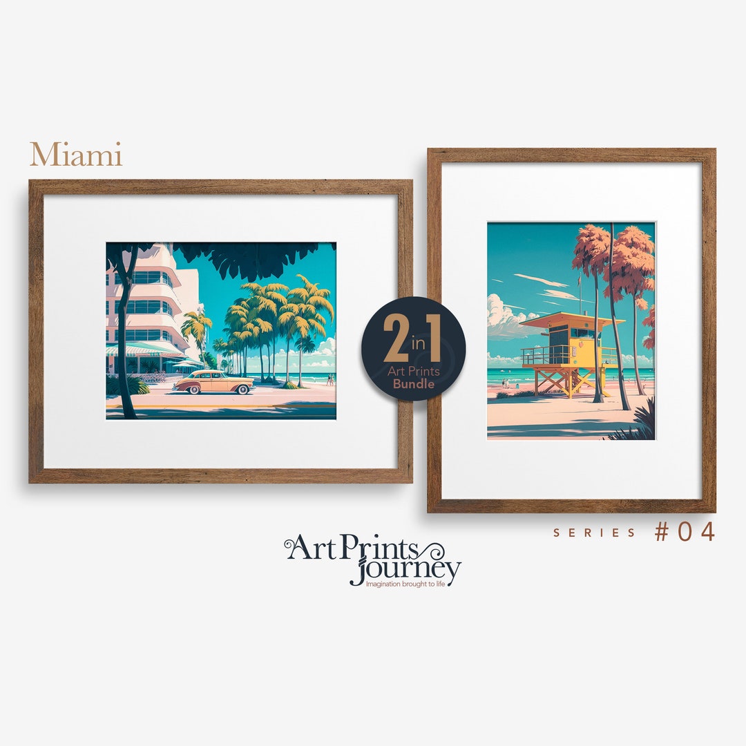 Miami Florida Wall Art Travel Poster Adventure Wall Art Travel Wall Art
