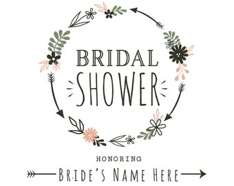 Boho Bridal Shower Invitation, Digital Download 5X7, 4X6, Invitation Design, high resolution file, Beautiful, Modern
