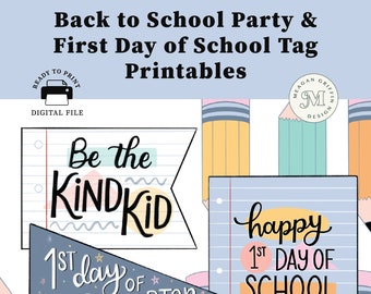 First Day of School + Back to School Party Bundle Pdf Printable - Digital File