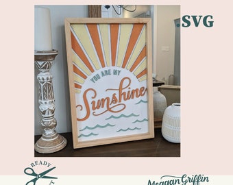 SVG You are my sunshine hand-lettered design, sun, nursery, kids room, playroom, laser-cut file, digital download, svg file, glowforge file