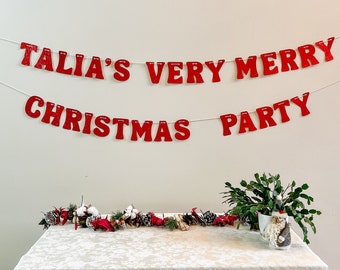 Custom Christmas Banner, Personalized Christmas Decoration, Create Your Own Holiday Banner, Glitter Letter Garland, Christmas Party Decor