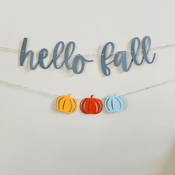 Hello Fall Banner, Fall Decoration, Autumn Garland, Fall Party Decor, Hello Fall Sign