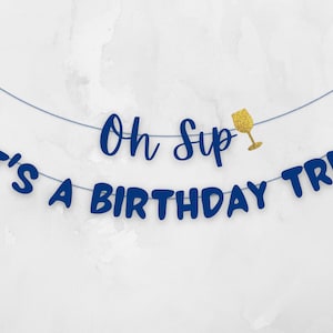 Birthday Trip Decoration, Girl's Weekend, Oh Sip It's A Birthday Trip Banner, 21st Birthday, 30th Birthday, 40th Birthday or 50th Birthday