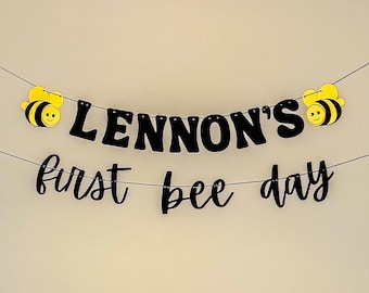 Custom "First Bee Day" Banner: Personalized 1st Birthday Decoration