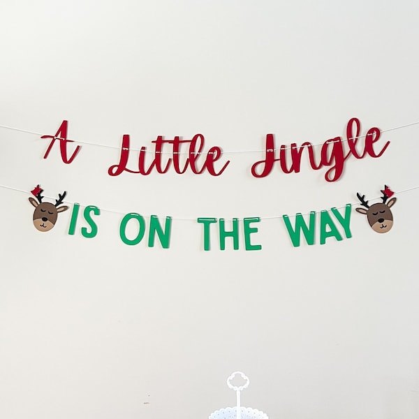 Baby Shower Banner, A Little Jingle Is On The Way,  Christmas Baby Shower Decor, December Baby, November Baby, Winter Baby Banner, Reindeer