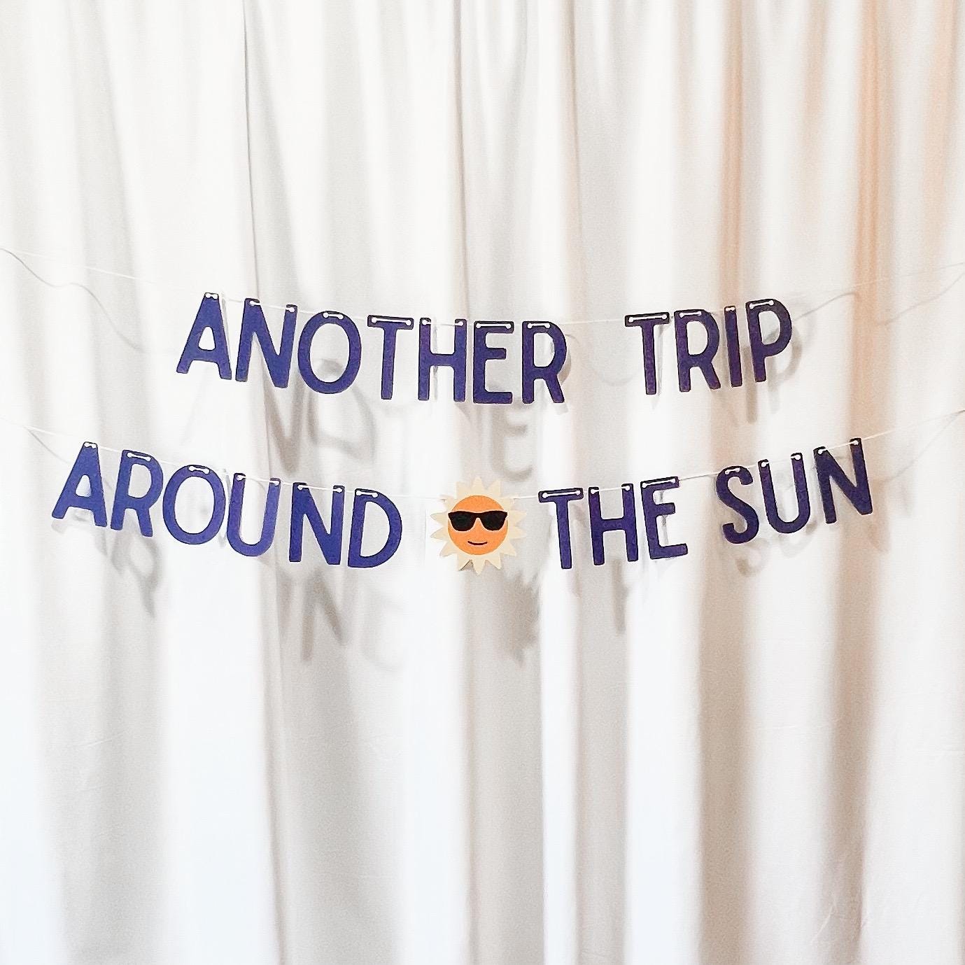 Another Trip Around the Sun Birthday Banner, Sun Sign for Birthday Decorating, Birthday Party Decoration, Solar Eclipse Birthday Sign