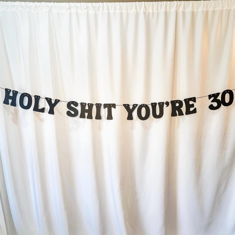 30th Birthday Banner, Happy 30th Birthday, Holy Shit You're 30 Birthday Banner, Letter Garland, Humorous 30th Birthday Decor, Funny Birthday image 3