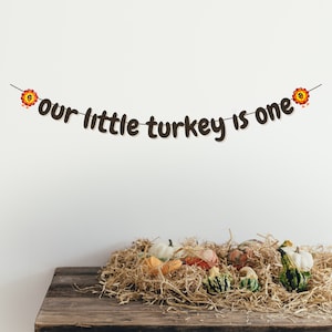 Our Little Turkey Is One Banner, Lil Turkey Banner, First Birthday Decoration, First Birthday Sign, November Birthday