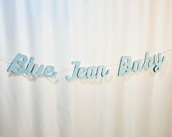 Blue Jean Baby Banner: Denim Baby Shower Decoration