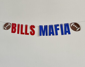Bills Mafia Banner, Buffalo Football Decoration, Bills Party Decor, Buffalo Football Party Banner, Letter Garland