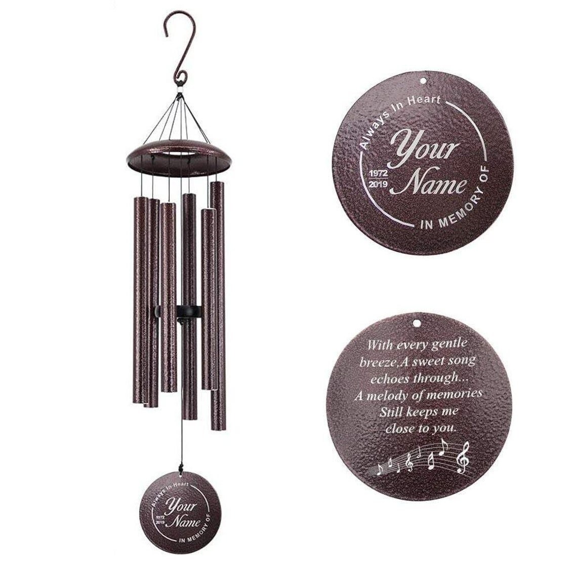 ARIZIN 32'' Memorial Wind Chimes for Loss of Loved One Prime Bereavement Windchimes Metal Outdoors/Indoors Wind Chimes Gifts for Patio Courtyard Garden Sympathy Wind Chimes Porch 