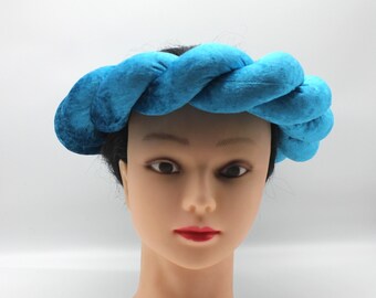 Blue Handmade Twist Crushed Velvet Headband | Ready to Wear Headgear Headtie Headband