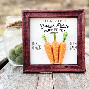 Rustic Easter Carrot Patch Sign, Farmhouse Spring Decor, Peter Rabbit Kitchen Sign, Farm Fresh Carrots