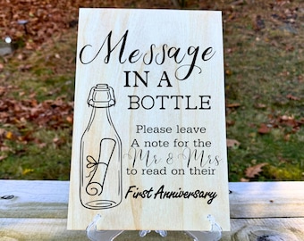 Message In A Bottle Sign and Bottle, Wedding Guest Book
