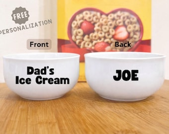 Personalized Ice Cream Bowl, Custom Name Bowl for Dad or Mom, Funny Grown-up Gift, Personalized Dessert Bowl