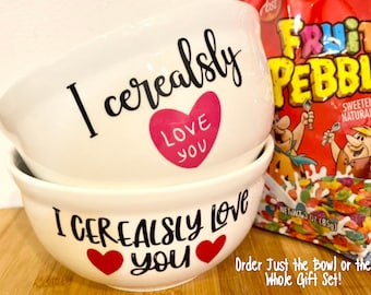 I Cerealsly Love You Bowl Gift Set, Personalized Cereal Bowl, Valentine’s Day Gift