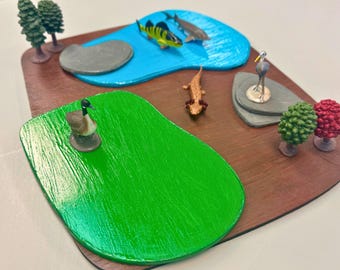 Hand-Painted Small World Play Mat Set, Montessori Toy Accessory