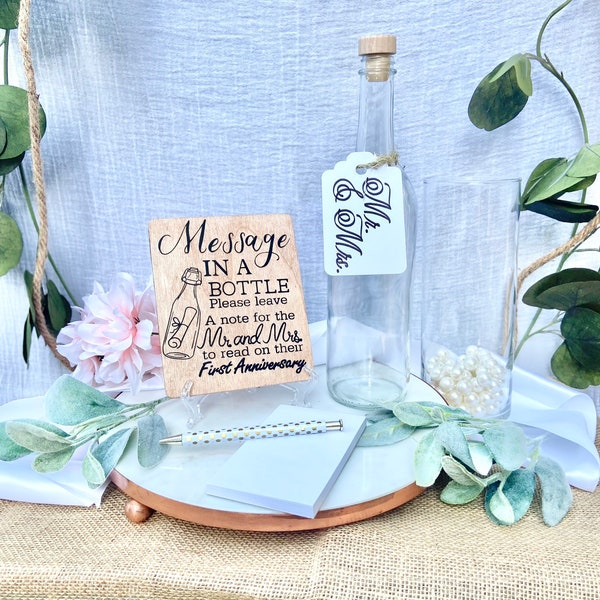 Message In A Bottle Sign and Bottle, Wedding Guest Book