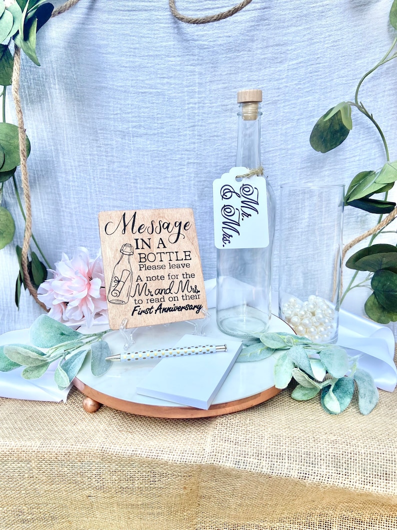 Message In A Bottle Sign and Bottle Wedding Guest Book
