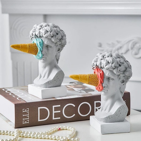 Sculpture Art Déco David avec Cornet de Glace - Œuvre Unique et Humoristique chez My Art Deco Shop