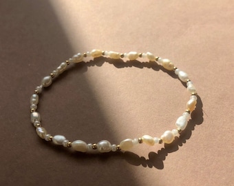 Freshwater Pearl & Gold Plated Beaded Bracelet