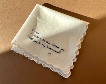 Hand-Written Embroidered Scalloped Keepsake Handkerchief