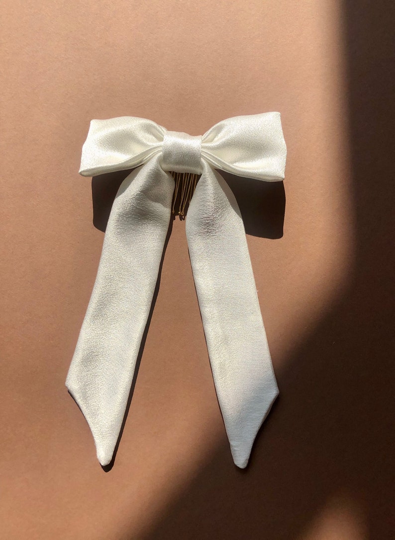 Ivory Satin Mini Flower girl Bow image 2