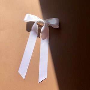 White Satin Ribbon bow image 1