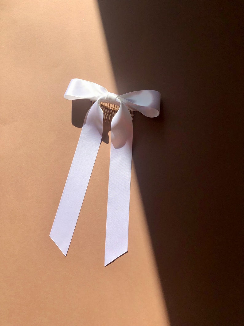 White Satin Ribbon bow image 1