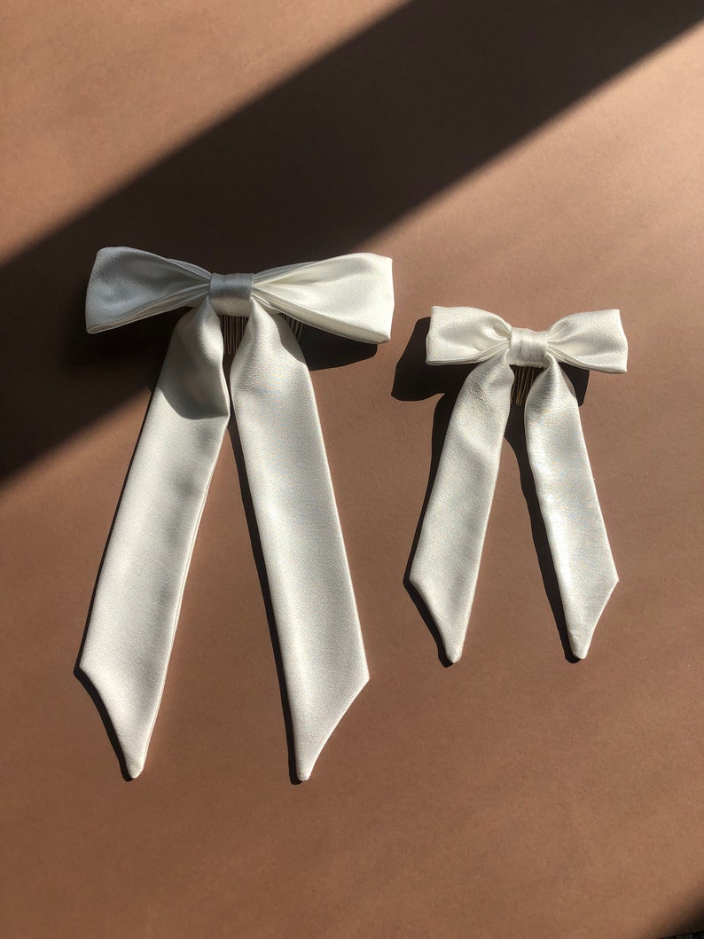 Ivory Satin Mini Flower girl Bow image 3