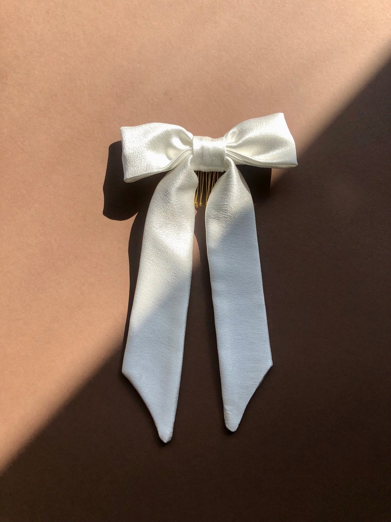 Ivory Satin Mini Flower girl Bow image 1