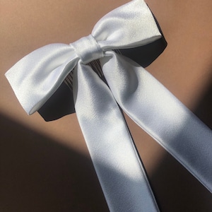 Ivory Satin Personalised Hand Embroidered Bow image 6