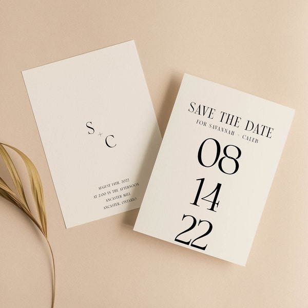 Modern Eclectic Contemporary Wedding Save The Date Downloadable Template Stationary