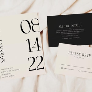 Modern Eclectic Contemporary Wedding Invitation Suite Downloadable Template Stationary image 1