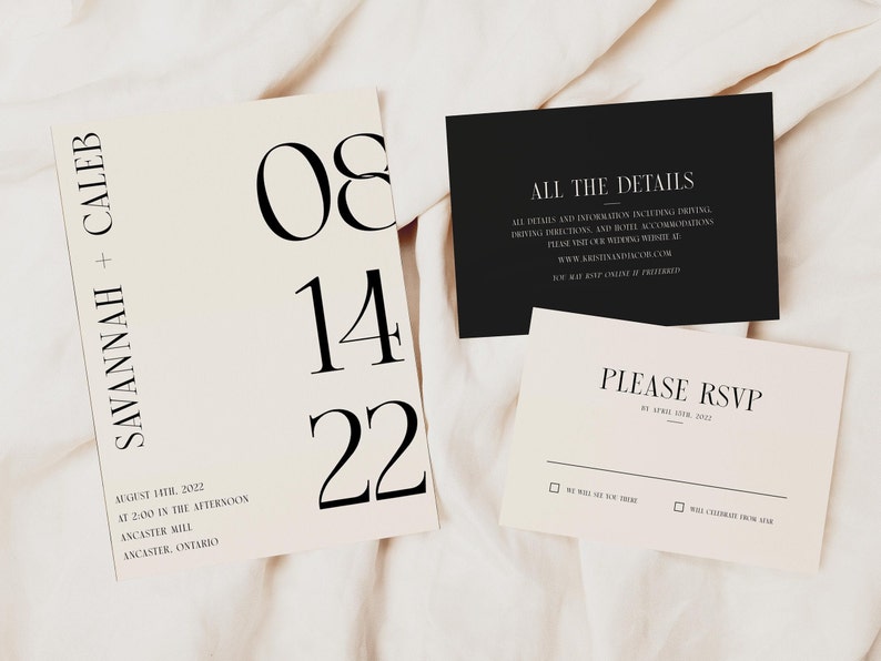 Modern Eclectic Contemporary Wedding Invitation Suite Downloadable Template Stationary image 1