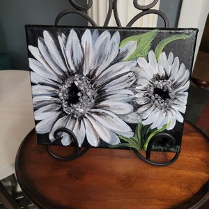 flower painting, canvas painting, flower painting, daisy painting, 3-d flower painting