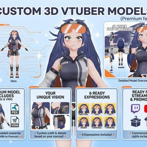Custom 3D Model Vroid Anime OC Commission for Streaming | Vtuber Avatar ...