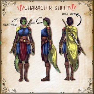 Custom dnd Ref Sheet, Fursona Design Reference Sheet, OC, anime, Furry Art, personalized gift furry character profile